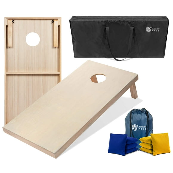 Tailgating Pros Planches de Trou de Maïs 4'x2' avec Étui de Transport et Ensemble de 8 Sacs de Trou de Maïs (Vous Choisissez la Couleur) 28 Couleurs de Sac! (Bleu Royal/jaune, Planches 4'x2')