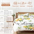 thumbnail image 6 of Queen 4 Piece Bedding Set Summer Lemon Flower Leaves Soft Breathable Duvet Cover and Pillowcase, Butterfly Welcome Quote Duvet Cover Set Bed Sheets for Bedroom Dormitory Guest Room, 6 of 9