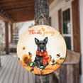 thumbnail image 3 of Happy Thanksgiving Scottish Terrier with Turkey Pumpkins Autumn Vibes Round Wood Sign Scottie Dog Lover Gifts Hanging Wall Home Decor - 12018, 3 of 5