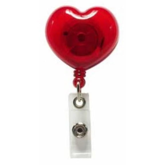 SICURIX Heart Shaped ID Badge Reel Round Belt Clip Strap RED (68818)