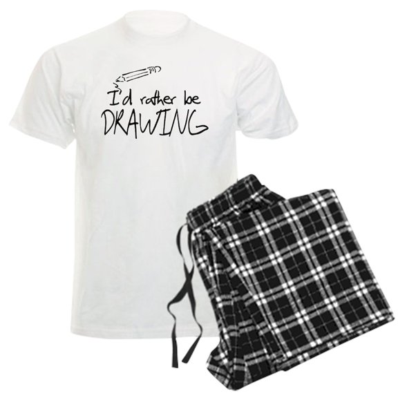 CafePress - I'd Rather Be Drawing Men's Light Pajamas - Men's Light Loose Fit Cotton Pajama Set