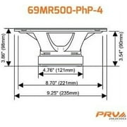 PRV AUDIO 6x9 Inch Midrange Speaker 69MR500-PhP-4 500 Watts Program Power, 4 Ohm, 1.5 in Voice Coil, 250 Watts RMS Pro Car Audio Loudspeaker Single