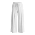 thumbnail image 5 of Lumtrix Cotton Linen Pants for Women Wide Leg Palazzo Pants Elastic High Waisted Summer Beach Casual Lounge Slacks with Pockets White L, 5 of 7