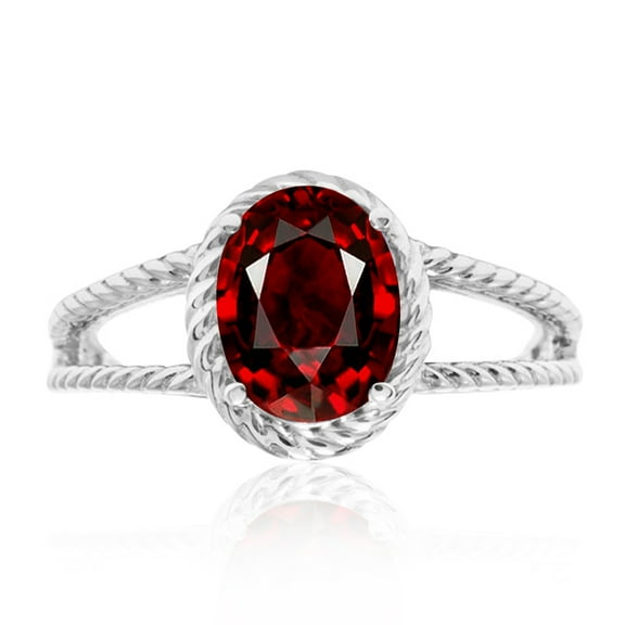 1.25 Carat Garnet Oval Shape Ring In 10K Solid Rose, White & Yellow Gold