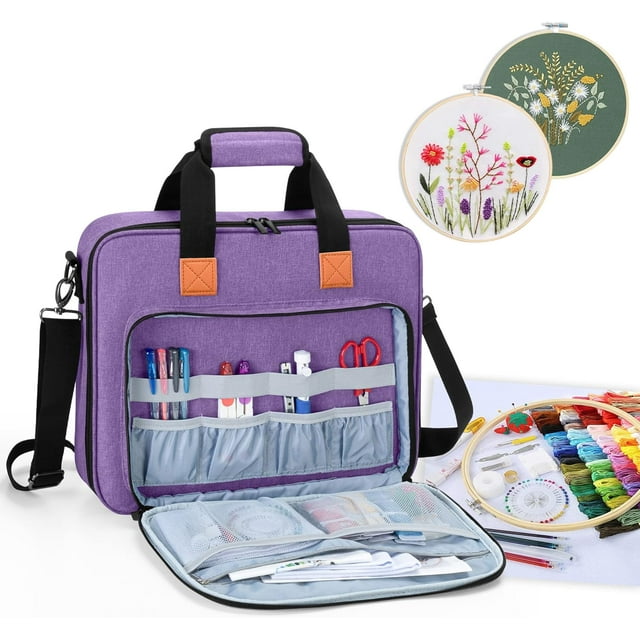Embroidery Project Bag Embroidery Kits Storage Tote (Bag Only) Purple