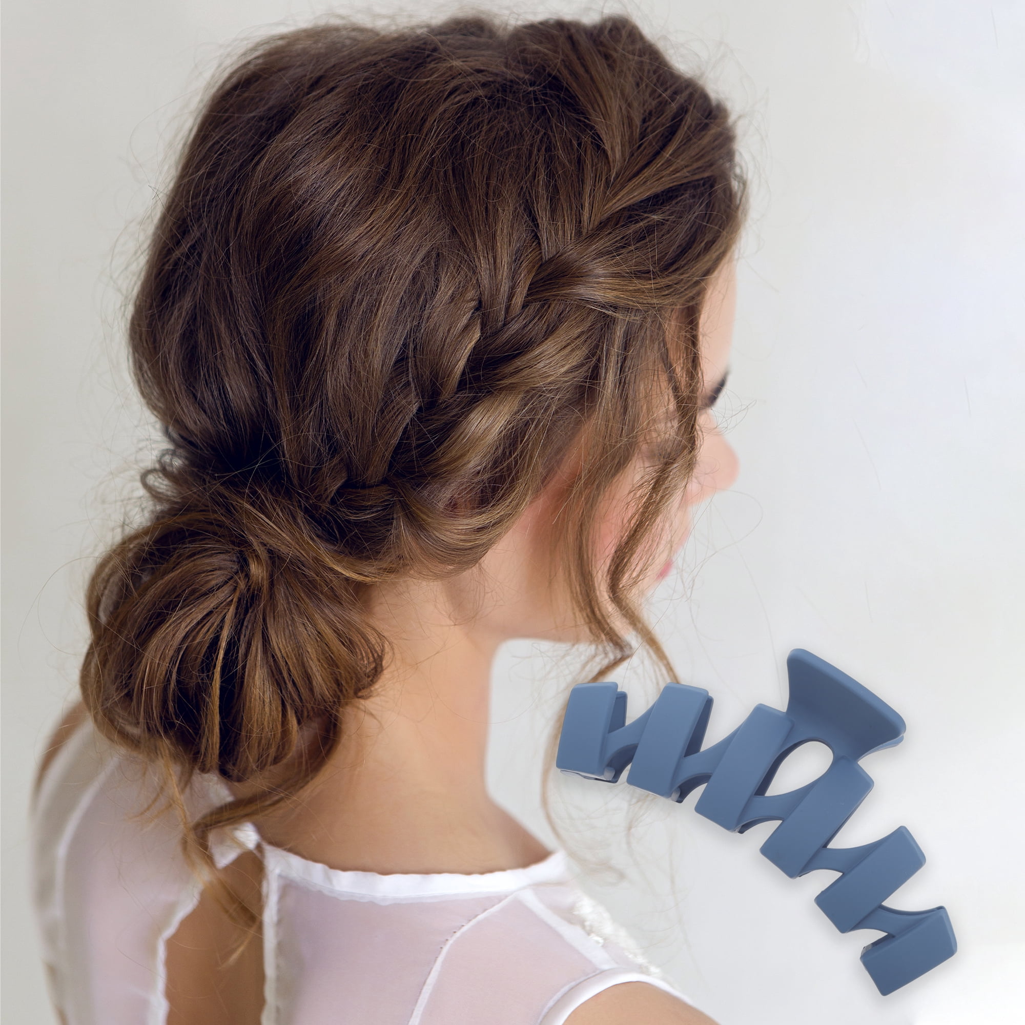 Unique Bargains Rectangular Frosted Hair Clips 5 Pcs Dark Blue