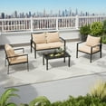 thumbnail image 3 of MAYEERTY Luxury Beige Metal Outdoor Furniture Set: 2 Single Chairs, 1 Double Loveseat, 1 Table, 3 of 6