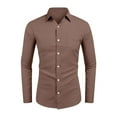 thumbnail image 4 of Dwelliawo Mens Shirt Long Sleeve Button Down Shirt Casual Business Dress Shirts Summer Cotton Regular Fit Clothing with Pocket Coffee 4XL, 4 of 4