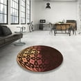 thumbnail image 4 of Ahgly Company Machine Washable Indoor Round Transitional Black Brown Area Rugs, 7' Round, 4 of 7