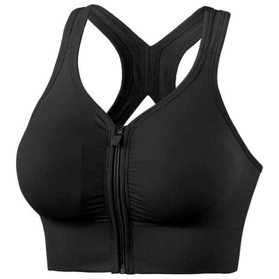 Byworldtasic Womens Bras Women's Zip Front Sports Bras Wireless Padded Racerback Medium Support Post-Surgery Bra Yoga Exercise Athletic Bras