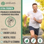 Enliven Panax Ginseng & Ginkgo Biloba Extract Supplement, 60 Capsules, Herbal Support