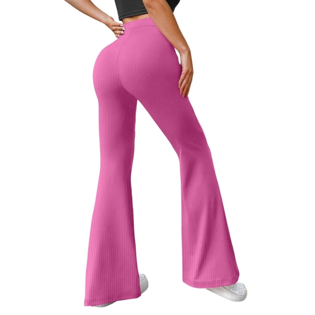 Pantalones rectos de yoga para mujer: tiro medio, pierna ancha, cintura elástica, bolsillos laterales profundos, lavado a mano, poliéster-spandex, tallas XS-XL, para el trabajo/el fin de semana.
