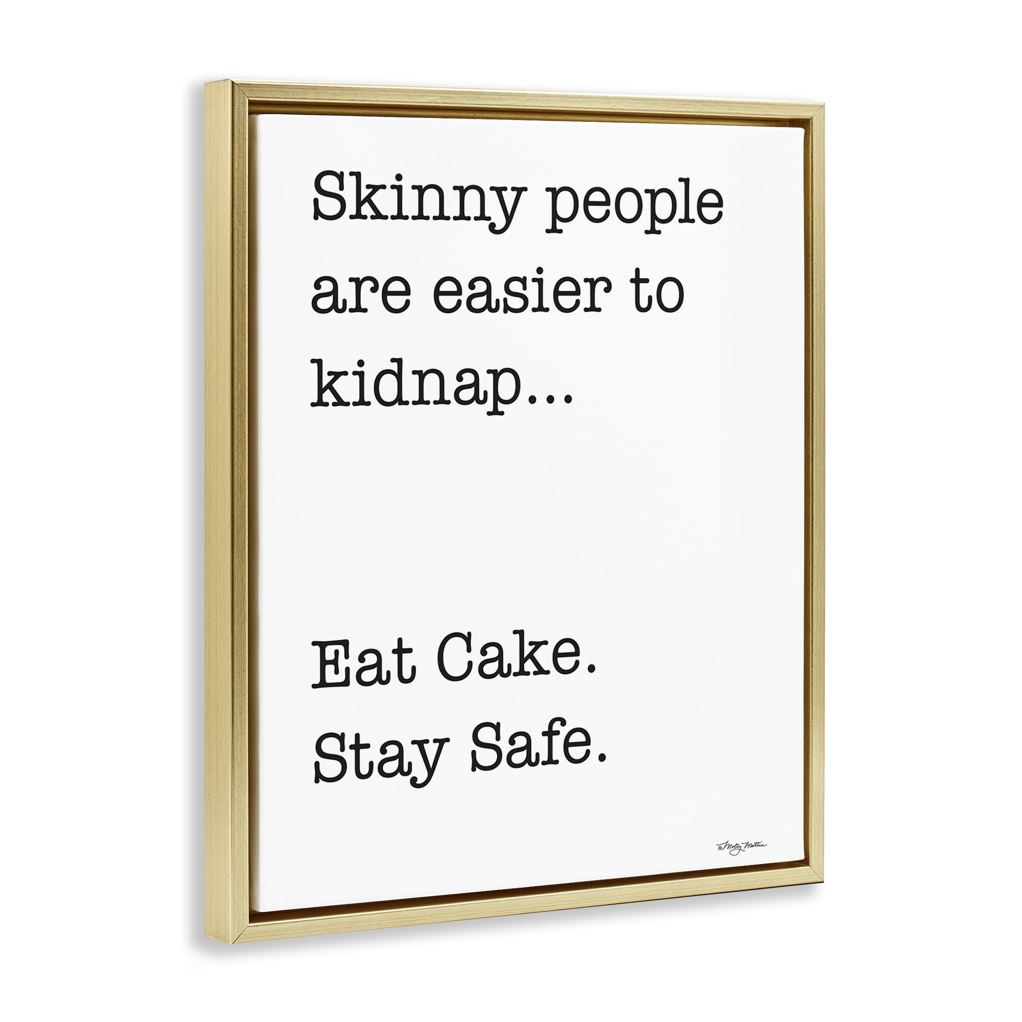 Stupell Industries Eat Cake Stay Safe Novelty Painting Gold Floater Framed Art Print Wall Art, 25 x 31