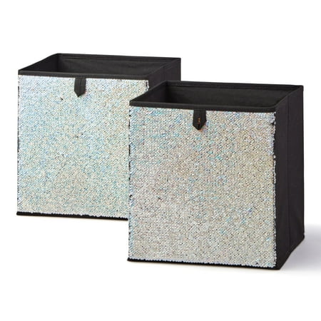 - Mainstays Reversible Sequin Collapsible Cube Storage Bins (10.5