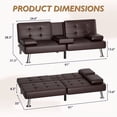 thumbnail image 7 of Vineego Couch Relax Modern Wood Convertible Folding and Futon Sofa Bed with 2 Cup Holder, Brown, 7 of 7