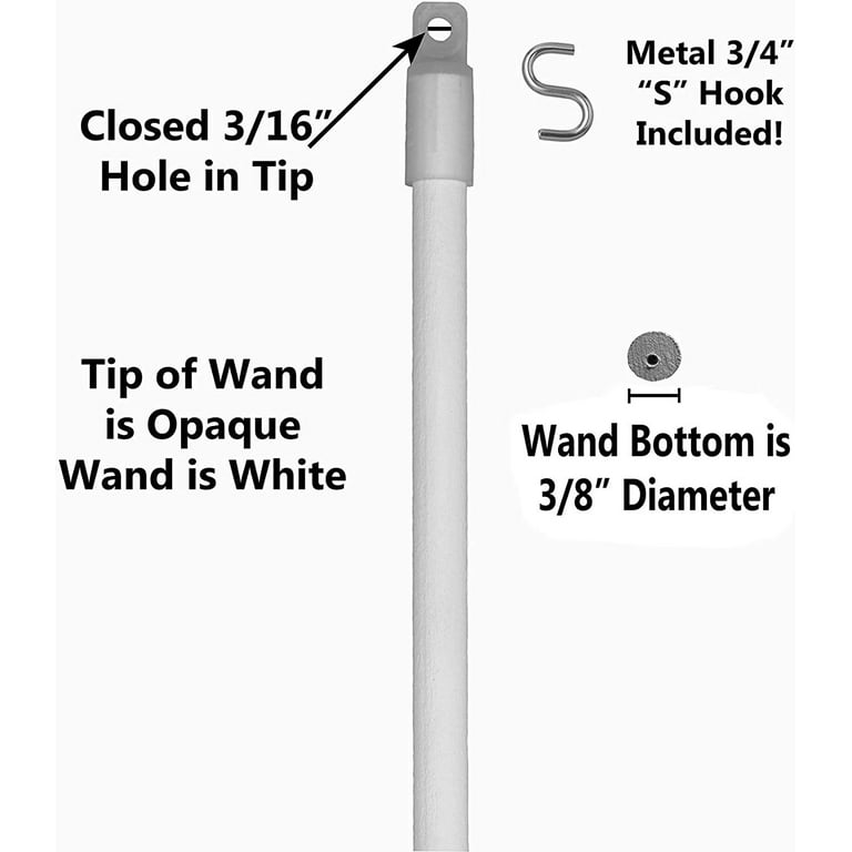 spotblinds 24 Inch Replacement White Wood Blinds Wand Control Rod - Window  Rod with Straight Cut End Wood Wand - S Style Hook, Pack of 1