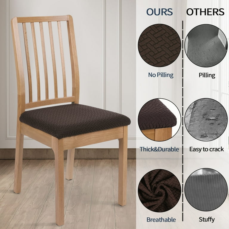 Smiry Dining Chair Seat Covers Stretch Jacquard Chair Slipcover