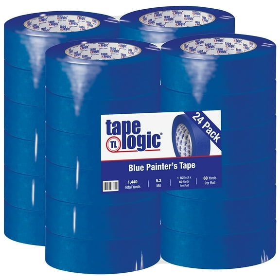 Tape Logic 3000 Painter's Tape 5.2 Mil 1 1/2" x 60 yds. Blue 24/Case T9363000