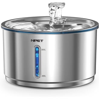 Cat Water Fountain Stainless Steel, 84oz/2.5L Automatic Pet Water Fountain  with Water Level Window and LED Light for Water Shortage Alert - Walmart.com