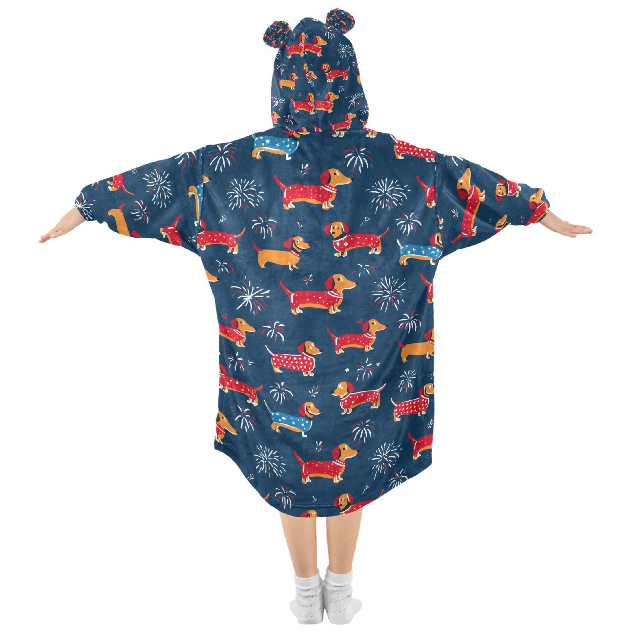 joogoo Blanket Hoodie for Dachshund Cute Dogs Oversize Sweatshirt 3-14 YR L