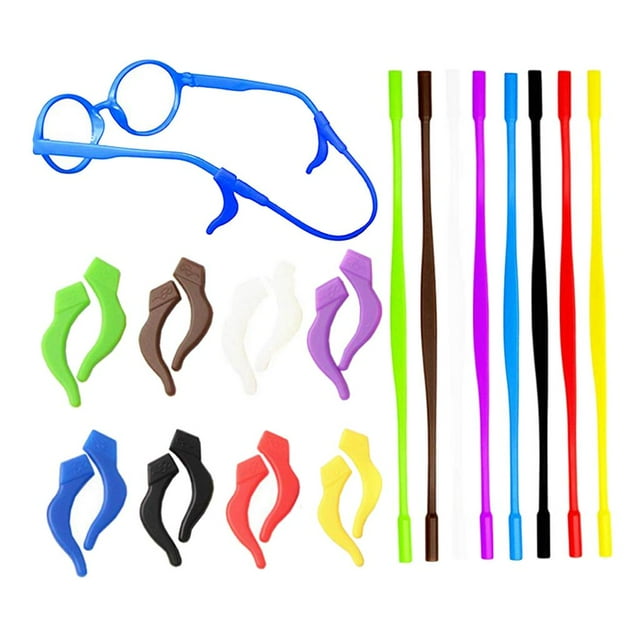 Milaget Silicone Eyeglasses Straps Ear Grips Hook Eyewear Retainer Set 8 Pairs+8Pcs