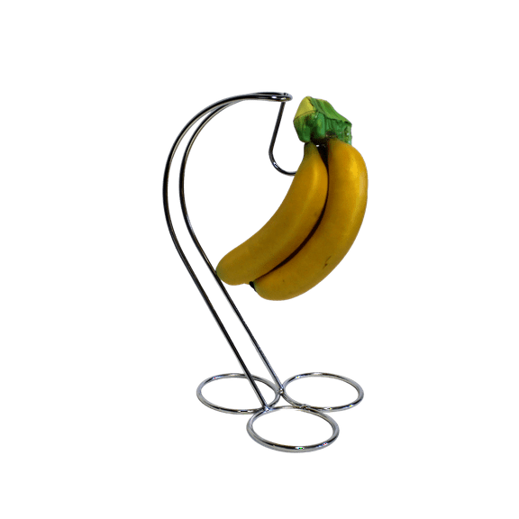 Dependable Industries Silver Chrome Banana Tree Rack Holder Ripen Fruit Evenly Prevents Bruising & Spoiling Kitchen Storage Modern Design