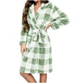 thumbnail image 2 of SELONE Hooded Robes for Women Plus Size Two-Sided Fleece Bathrobe Lace up Plaid Long Sleeve Towel Robe Home Nightwear, 2 of 7