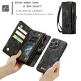 thumbnail image 4 of Dteck Detachable Wallet Case for iPhone 15 Pro,Multi-Functional Premium PU Leather Zipper Purse Cover Shockproof Rubber Card Slots & Removable Magnetic Case with Strap,Black, 4 of 6
