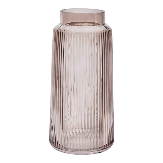 Florero Decorativo Hometrends 25 cm, Diseño Rayas, Vidrio Café