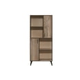 thumbnail image 3 of Home Design Janet 2-Door Storage Cabinet with 4 Open Shelves, Metal Handles, and Flared Tapered Legs, Modern Rectangular Design for Living Room or Bedroom, Natural Oak Finish, 3 of 5