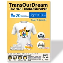 TransOurDream Heat Transfer Paper for Light Fabrics, Laserjet & Inkjet Printable, 8.5x11", 15 Sheets Iron on Vinyl Transfers