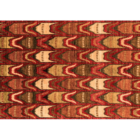 Ahgly Company Indoor Rectangle Abstract Orange Modern Area Rugs, 2' x 4'