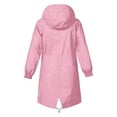 thumbnail image 5 of Miluxas Rain Jacket Girl Waterproof Windbreaker Lightweight Rain Jackets with Pockets Striped Lined Raincoats with Hood Pink 9 Years, 5 of 6