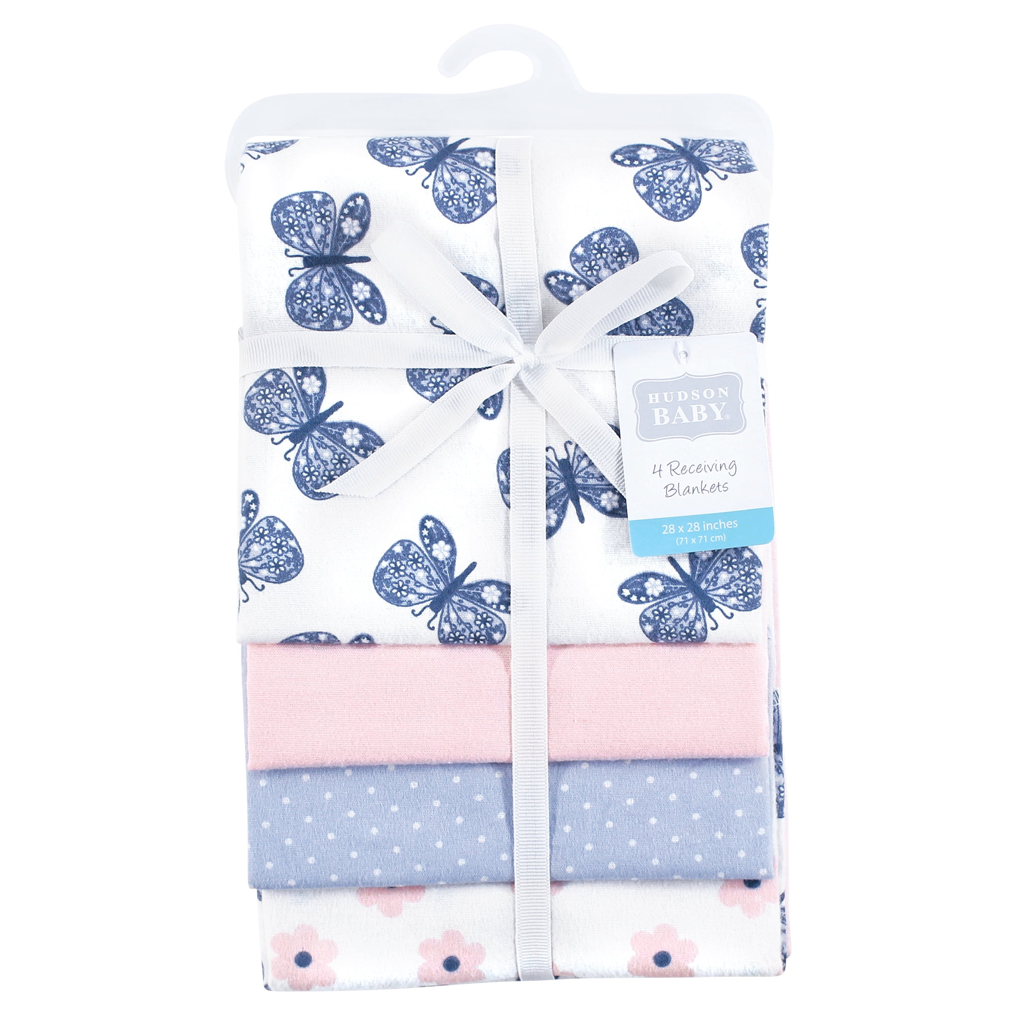 Hudson Baby Unisex Baby Cotton Poly Flannel Receiving Blankets, Beautiful Butterfly, One Size