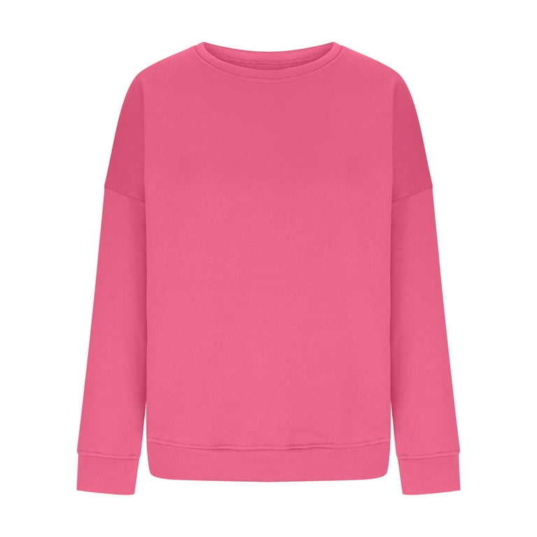 Meichang Women's Casual Pink Crew Neck Sweatshirt, Trendy Meichang Women's Casual Pink Crew Neck Sweatshirt, Trendy