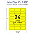 thumbnail image 6 of Avery Printable Rectangle Labels, Neon Yellow, 1" x 2.5", 240ct, 6 of 11