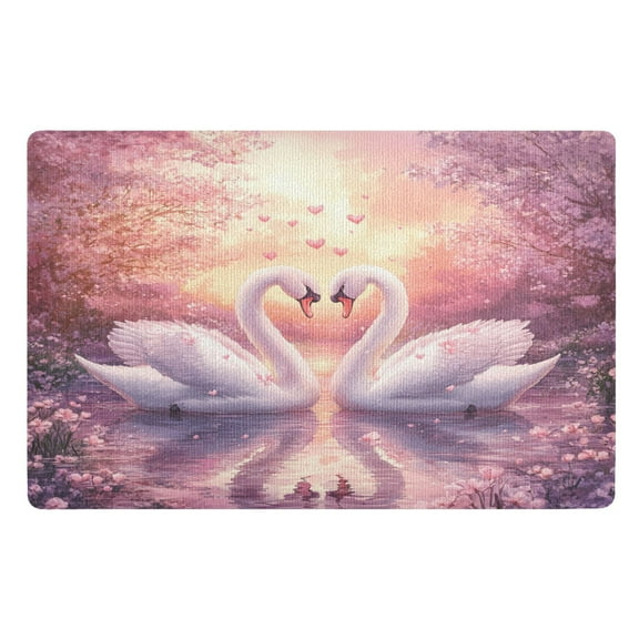 BZSMCE Floor Mats 32x20in White Swans Creativity Doormats