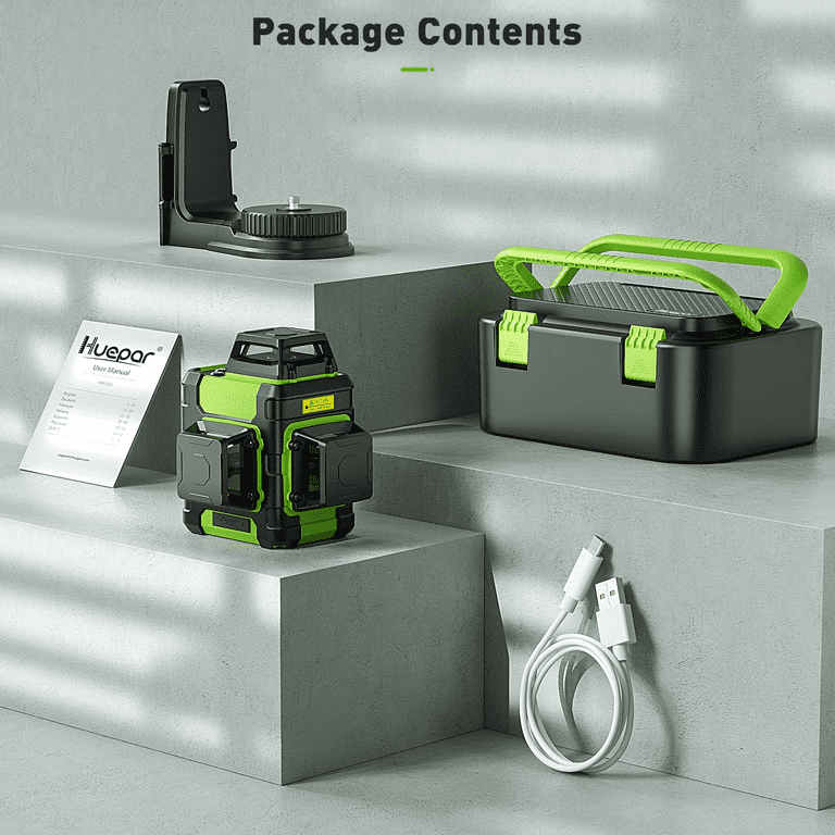 Huepar 3x360 Green Beam 3D Laser Level with Bluetooth Connectivity Cross  Lines Three-Plane Self-Leveling Tools & Hard Carry Case - AliExpress