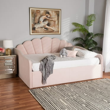 Baxton Studio Timila Modern and Contemporary Light Pink Velvet Fabric Upholstered Full Size Daybed