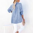 thumbnail image 4 of Breezora Draped V Neck Button Down Shirt Women Oversized Silhouette with French Cuffs for Minimalist Style and Lounge Wear XL Size Sky Blue, 4 of 9