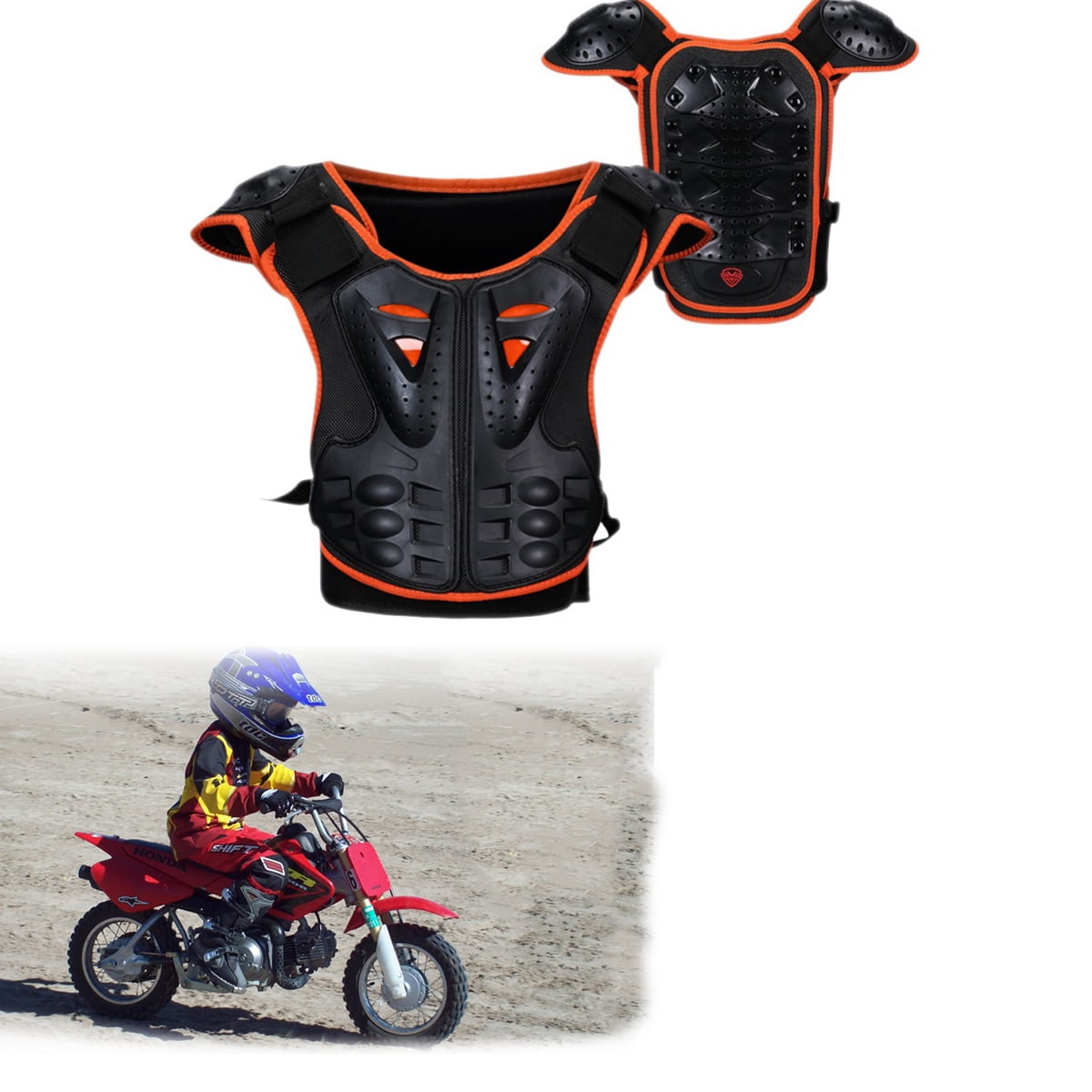 Motocross Motorbike Full Body Armour Spine Guard Jacket & Knee Protector Kids 
