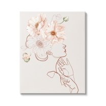 Stupell Industries Blooming Pink Flowers Woman Minimal Outline Design Canvas Wall Art, 24 x 30, Design by Ros Ruseva
