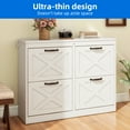 thumbnail image 4 of Uforic Shoe Storage Cabinet with 4 Flip Drawers, Farmhouse Wood Shoe Cabinet, FreeStanding Narrow Shoe Rack Organizer with Metal Legs for Entryway, Hallway, White, 4 of 11
