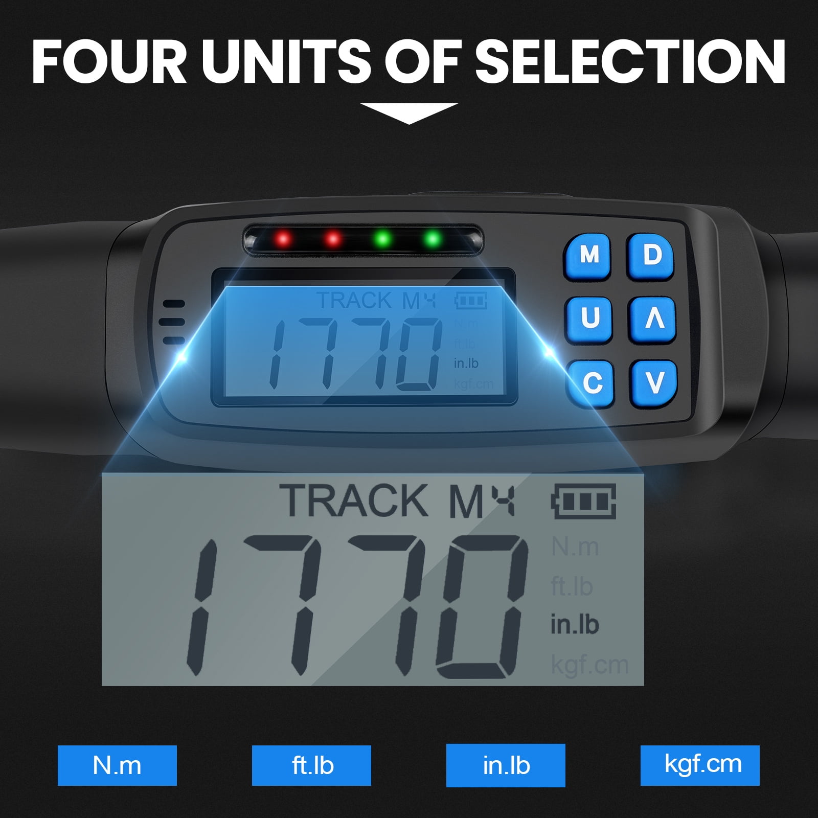 Digital Display Torque Wrench 3/8 inch 3-60NM with 1/4 inch,9/32 inch,5/16 inch,7/20 inch,3/8 inch,7/16 inch,15/32 inch Adapter