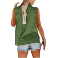 thumbnail image 6 of FAVIPT Womens Oversized Linen Shirt Sleeveless Plain Button Down Shirts Casual Loose V Neck Collared Blouses Casual Fashion Summer 2025 Tees Army Green,XL, 6 of 6