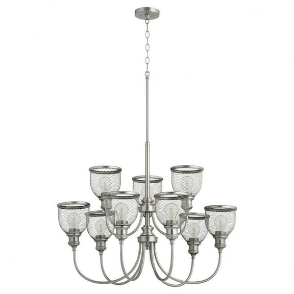 Transitional Nine Light Chandelier-Satin Nickel Finish Bailey Street Home 183-Bel-3400900