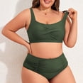 thumbnail image 3 of Zando PLus Size Bikini Sets for Women Tummy Control High Waisted Women's Bankini Swimsuits 2 Pieces Swimsuits for Big Busted Women with Ruched Army Green 4XL, 3 of 8