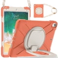 thumbnail image 3 of For iPad Air 3 10.5 Inch 2019/iPad Pro 10.5 Inch 2017 Case, 360 Rotatable Handle Stand, Shoulder Strap, Drop-Proof Design, Coral Orange, 3 of 7