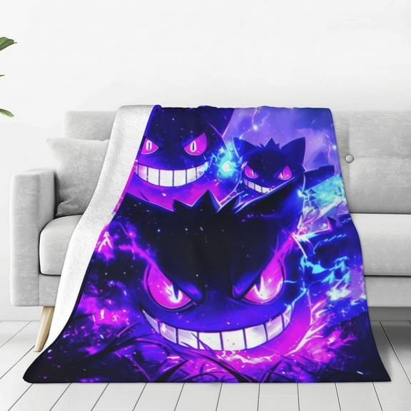 Gengar Throw Blanket Couch Bed Sofa Soft Lightweight Warm Cozy Flannel Fleece Bed Blanket For Kids Adults Gift Multiple Sizes Available 40"X30"