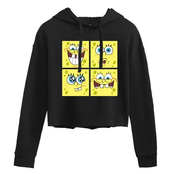 SpongeBob SquarePants - Spongebob Face - Juniors Cropped Pullover Hoodie
